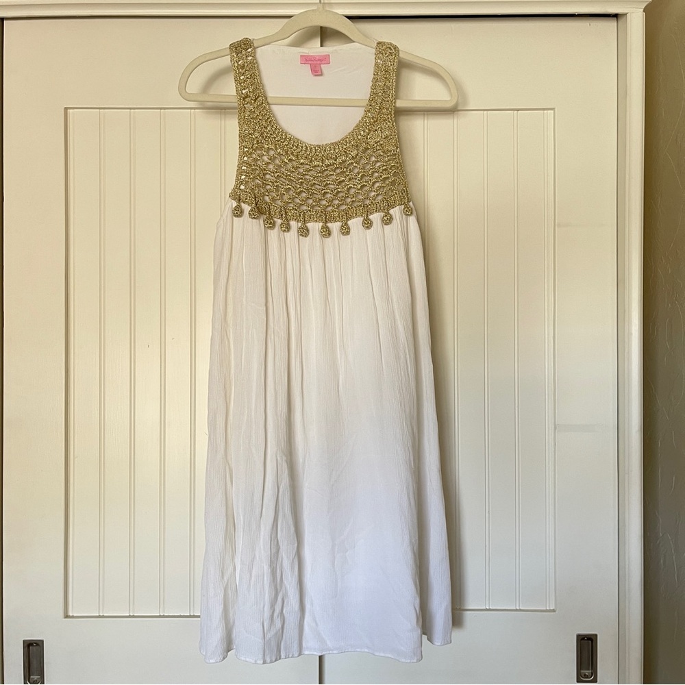 Lilly Pulitzer White Dress with Gold Accents - Picture 2 of 3
